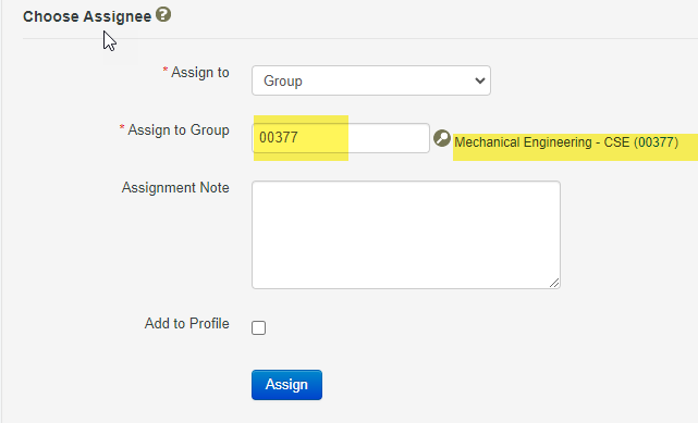 choose assignee