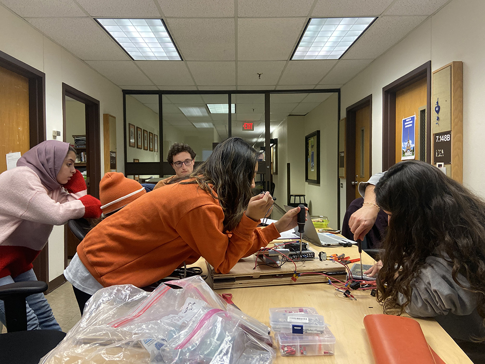 students working in a classroom